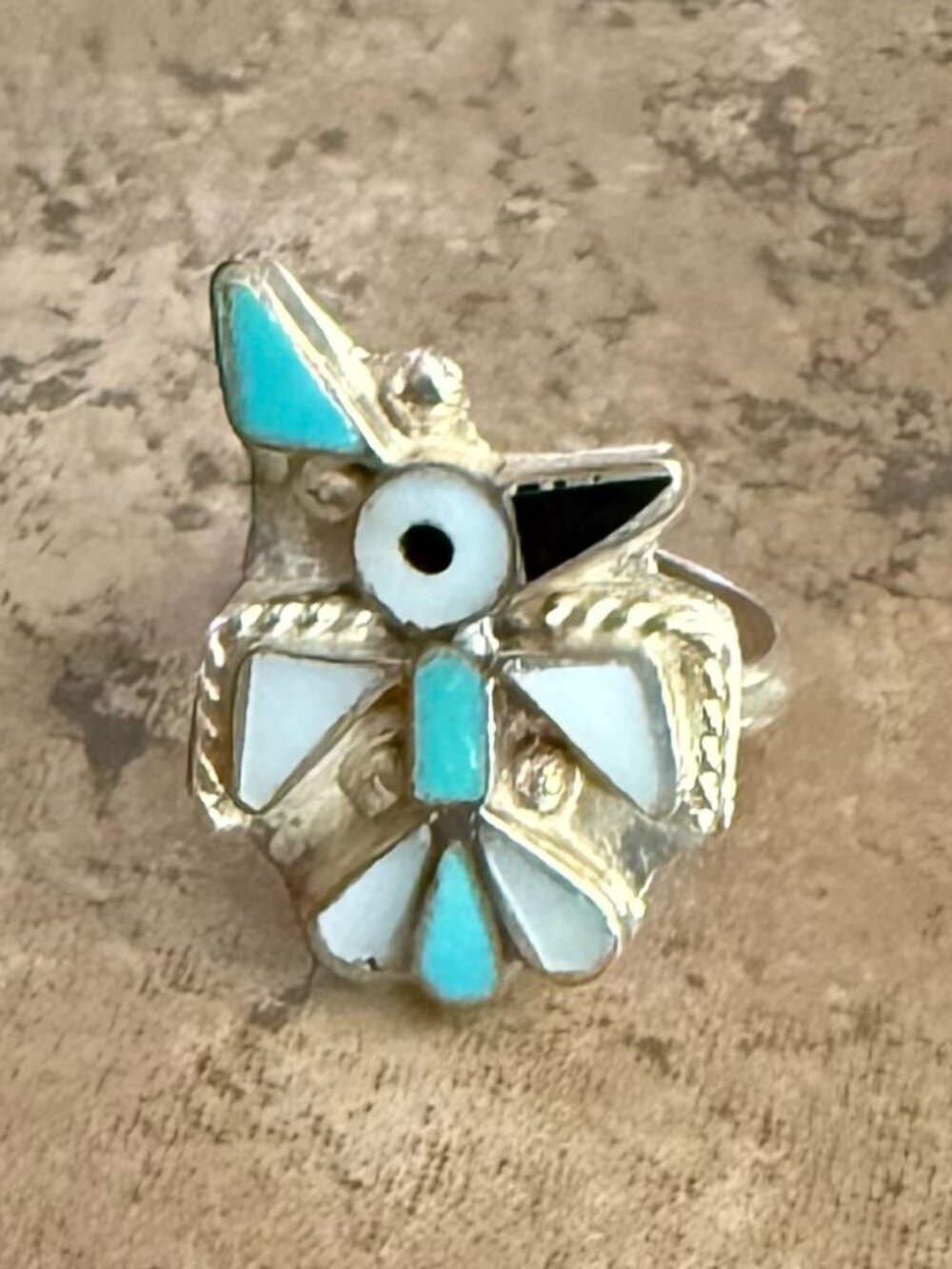 Vintage Sterling Silver Zuni Bird Ring Size 6